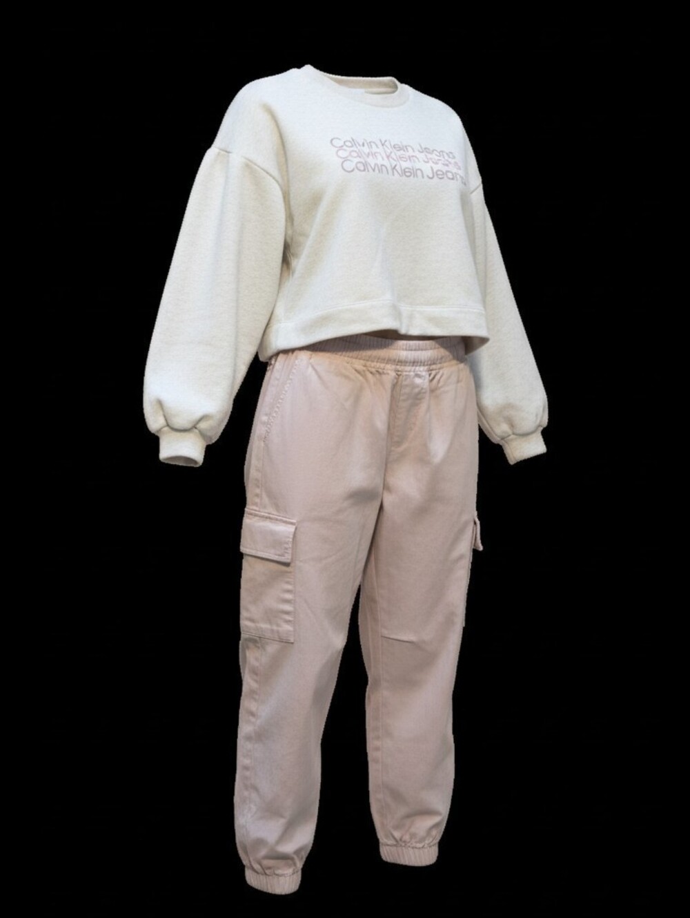 Calvin Klein Jeans Girls Gray Sweatshirt & Cargo Pants Set Size 3